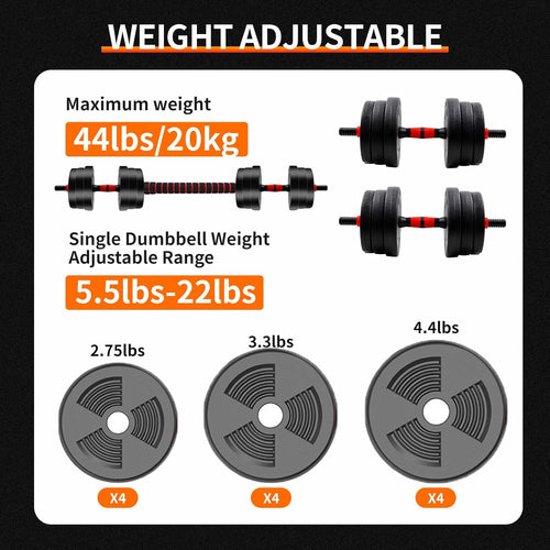 Adjustable Dumbbell & Barbell Set – Home Gym Strength Training